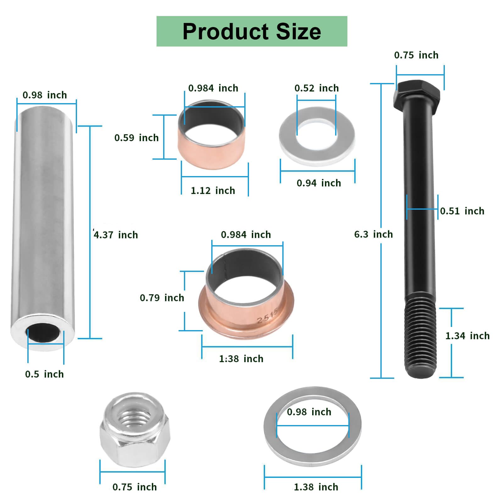 Leapgomax Golf Cart Spindle Bushings Kit Fit For Ezgo Txt/Pds 2001-Up Gas & Electric, Including Bushing Spindle, King Pin Tubes,