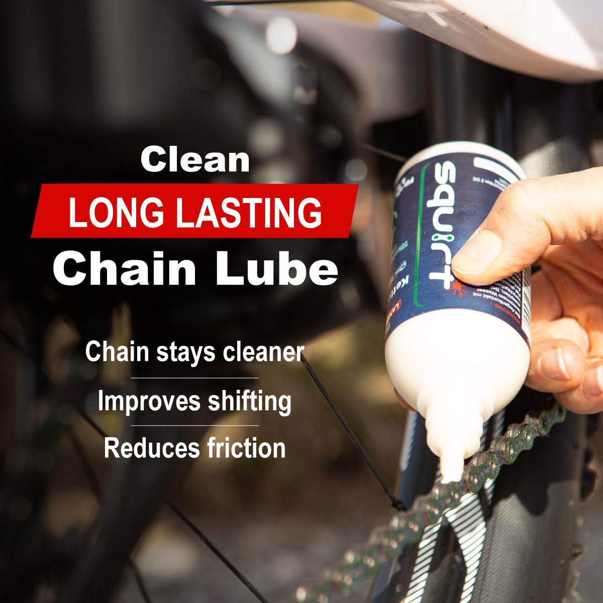 Squirt Bike Care Essentials Kit - Long-Lasting Bike Chain Lube (120Ml), Bike Cleaner Sachets For All Bike Parts, Tire Sealant Po