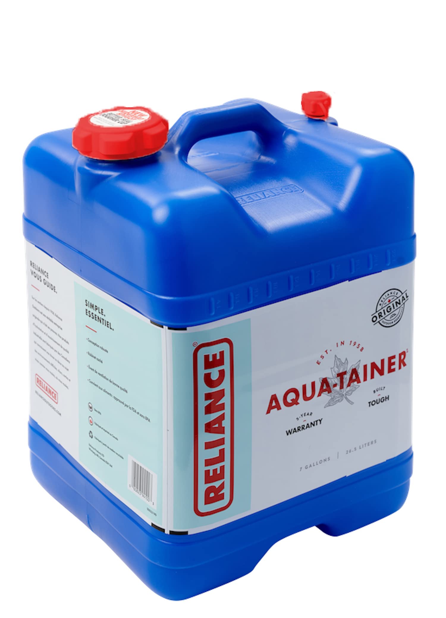 Reliance Products Aqua-Tainer 7 Gallon Rigid Water Container, Blue , 11.3 Inch X 11.0 Inch X 15.3 Inch