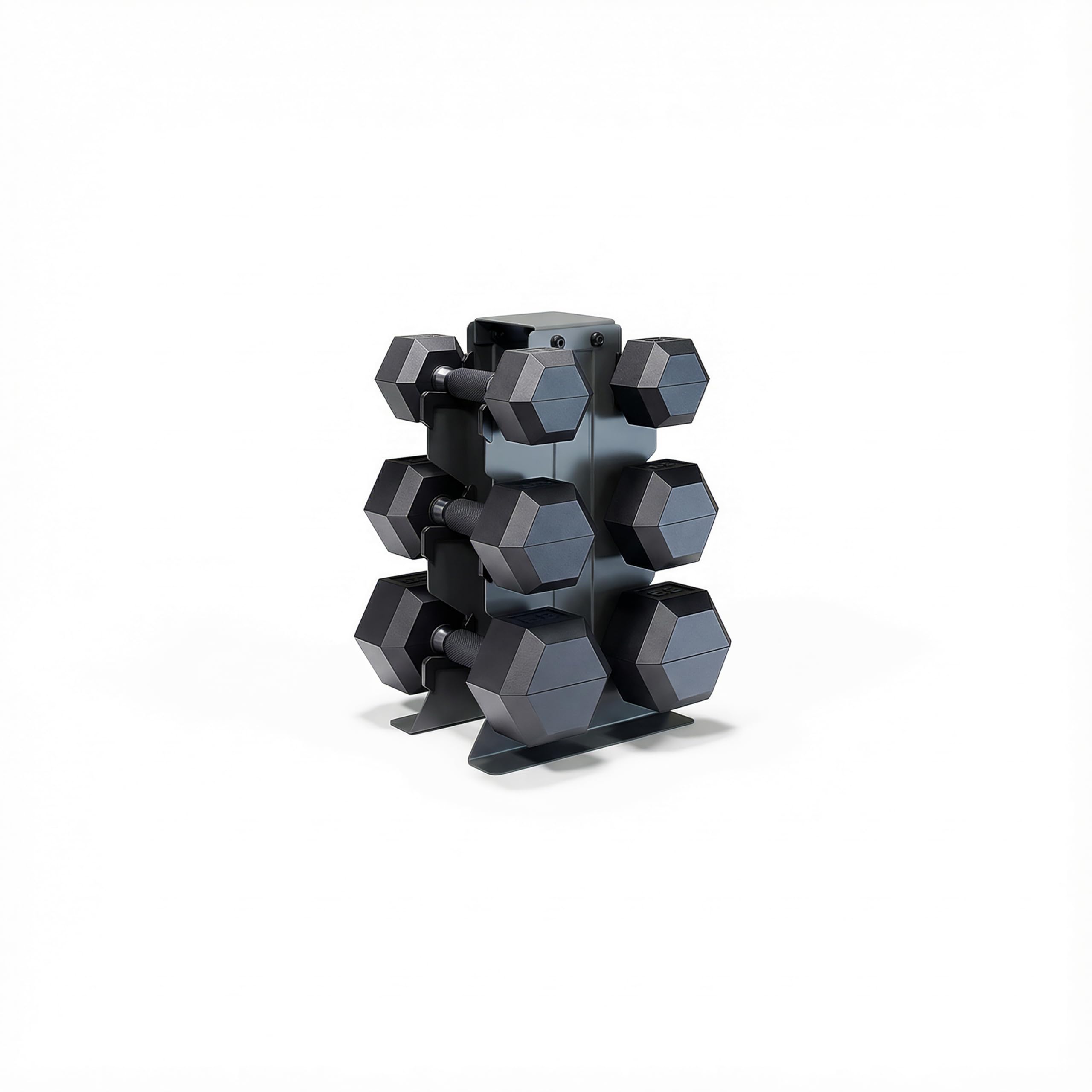 CAP 200 lb Dumbbell Set with Rack, Rubber Coated Hex Free Weight Set, Compact Vertical Storage, for Strength Training, Comfort G