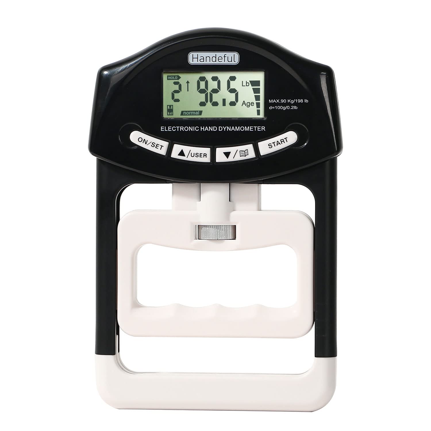 Handeful Digital Hand Dynamometer Grip Strength Measurement Meter Auto Capturing Electronic Hand Grip Power 198Lbs / 90Kgs Black