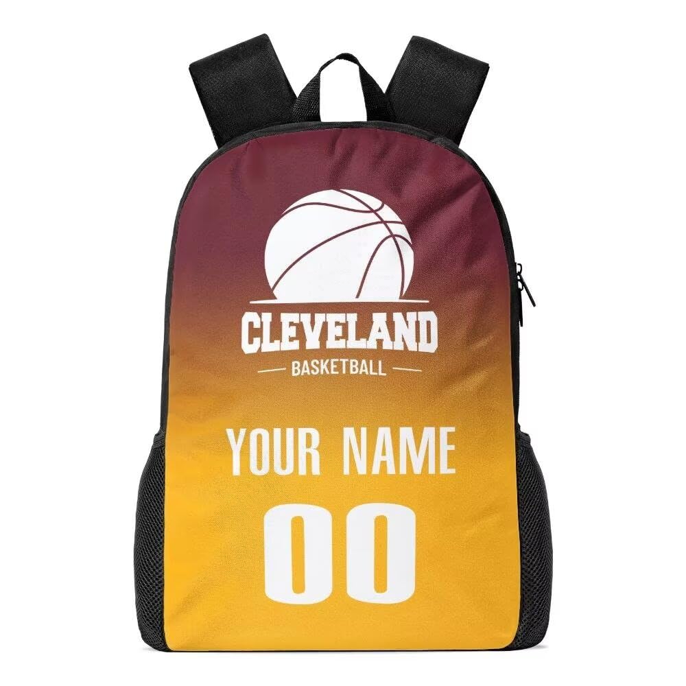 Personalized Cleveland Basketball Sports Backpack Custom City Fan Gift Shoulder Bag Add Name and Number Casual Bag