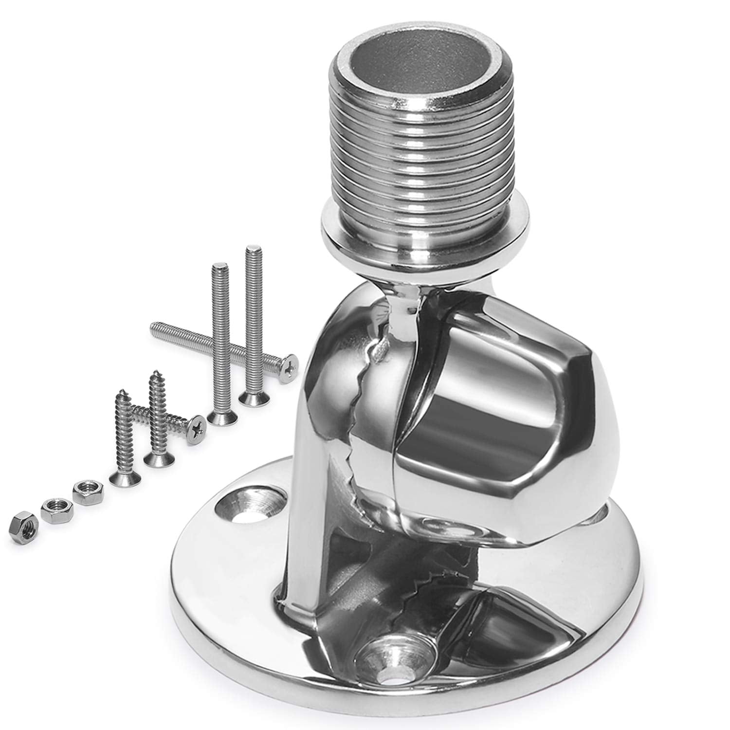 ZOMCHAIN Ratchet Rail Mount, Marine VHF Antenna Mounts,316 Stainless Steel Adjustable Base Mount for Boat