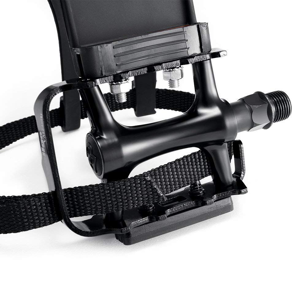 Newsty Bike Pedals With Toe Cages And Straps - Bicycle Toe Clips Cage Compatible With Peloton Bike Spin Bike For Regular Shoes I