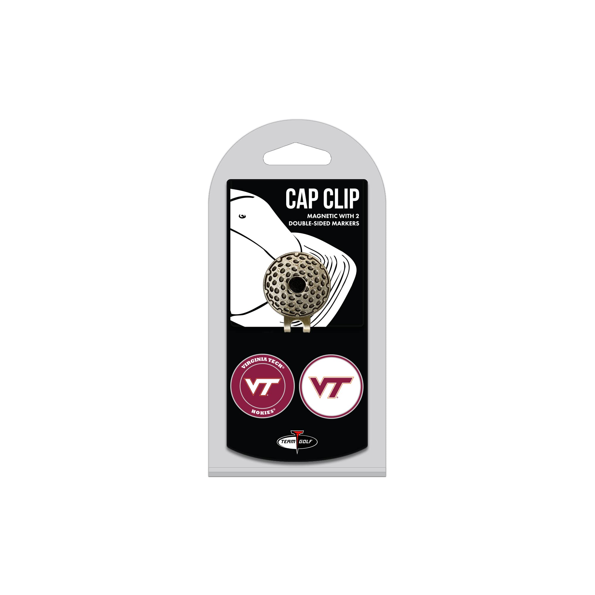 Team Golf NCAA Virginia Tech Hokies Cap Clip With 2 Golf Ball Markers Golf Cap Clip with 2 Removable Double-Sided Enamel Magneti