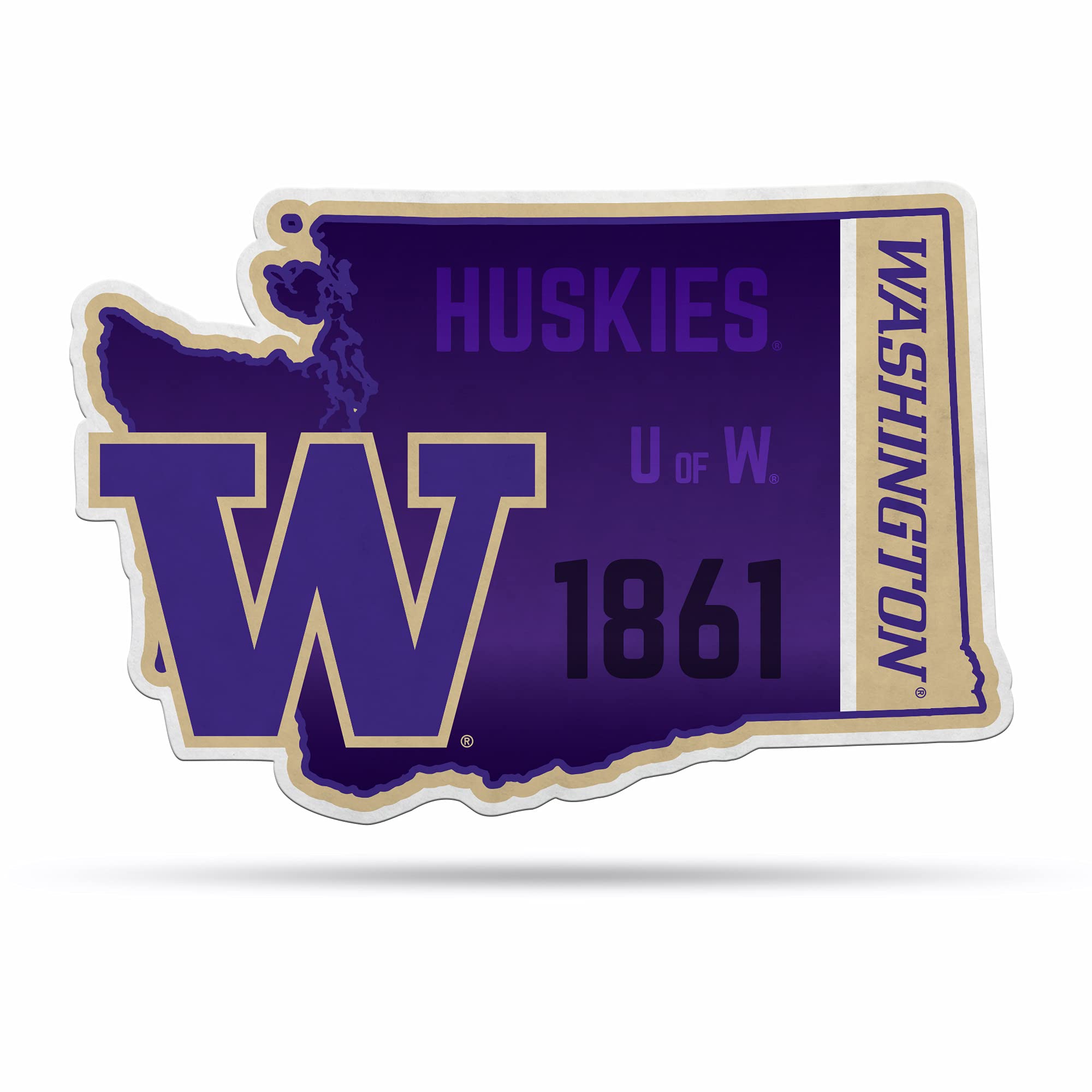 Rico Industries Ncaa Washington Huskies State Shape Shape Cut Pennant - Home And Living Room D  Cor - Soft Felt Ez To Hang