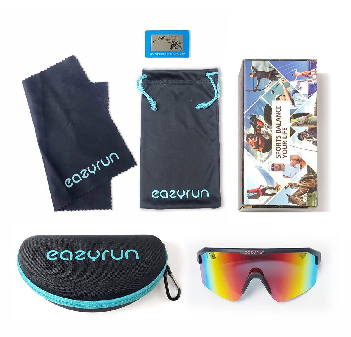 Eazyrun Polarized Sports Sunglasses For Men Women, Shield Sunglasses For Cycling Running Mtb Baseball Ski Beach Volleyball