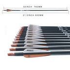 Tiger Archery 30Inch Carbon Arrow Practice Hunting Arrows With Removable Tips For Compound & Recurve Bow(Pack Of 12) (Brown Whit