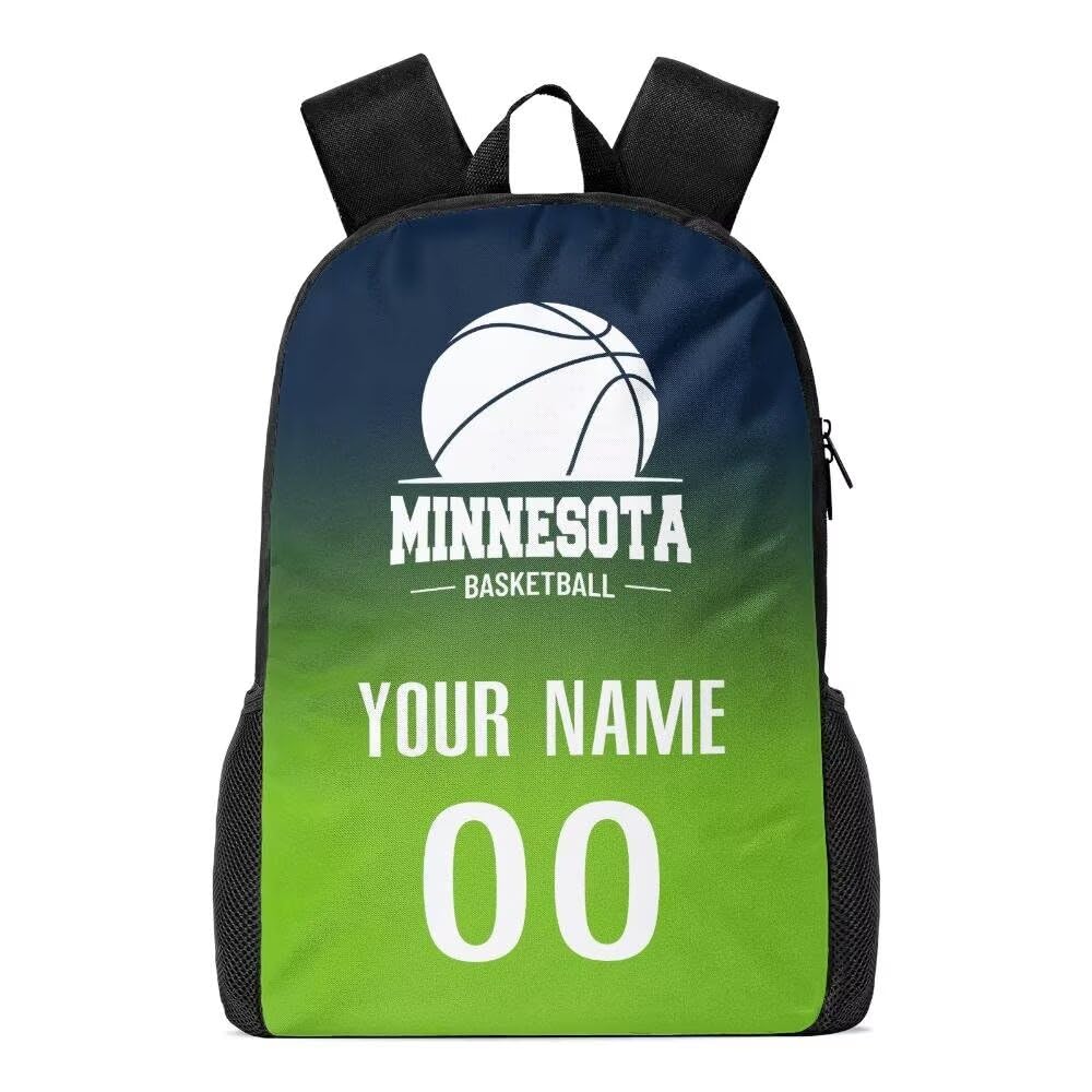 Personalized Minnesota Basketball Sports Backpack Custom City Fan Gift Shoulder Bag Add Name and Number Casual Bag