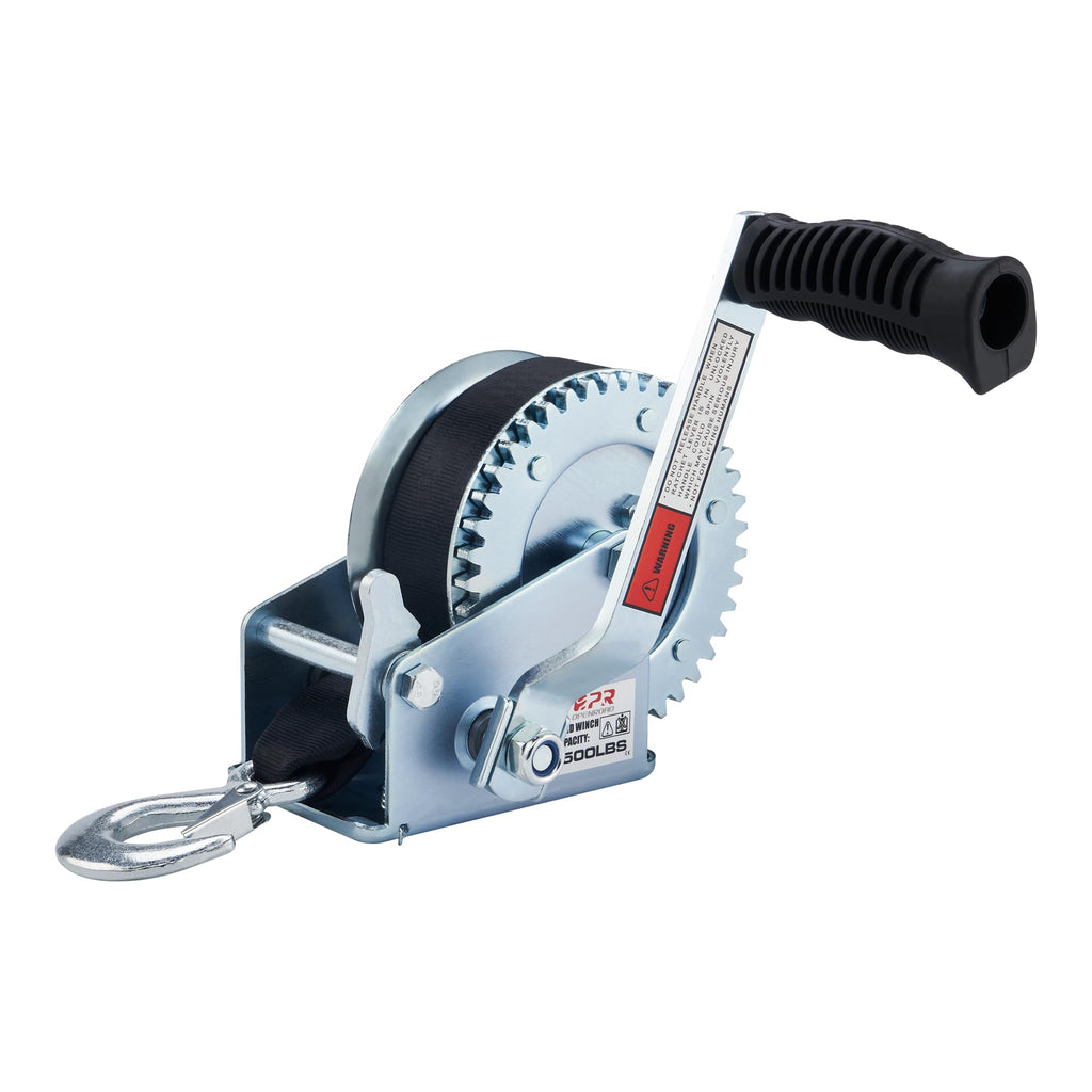 Openroad Boat Winch 1500Lbs Hand Winch,For Boat Trailer Towing Winch, With 26Ft Black Strap And Brake Ratchet   