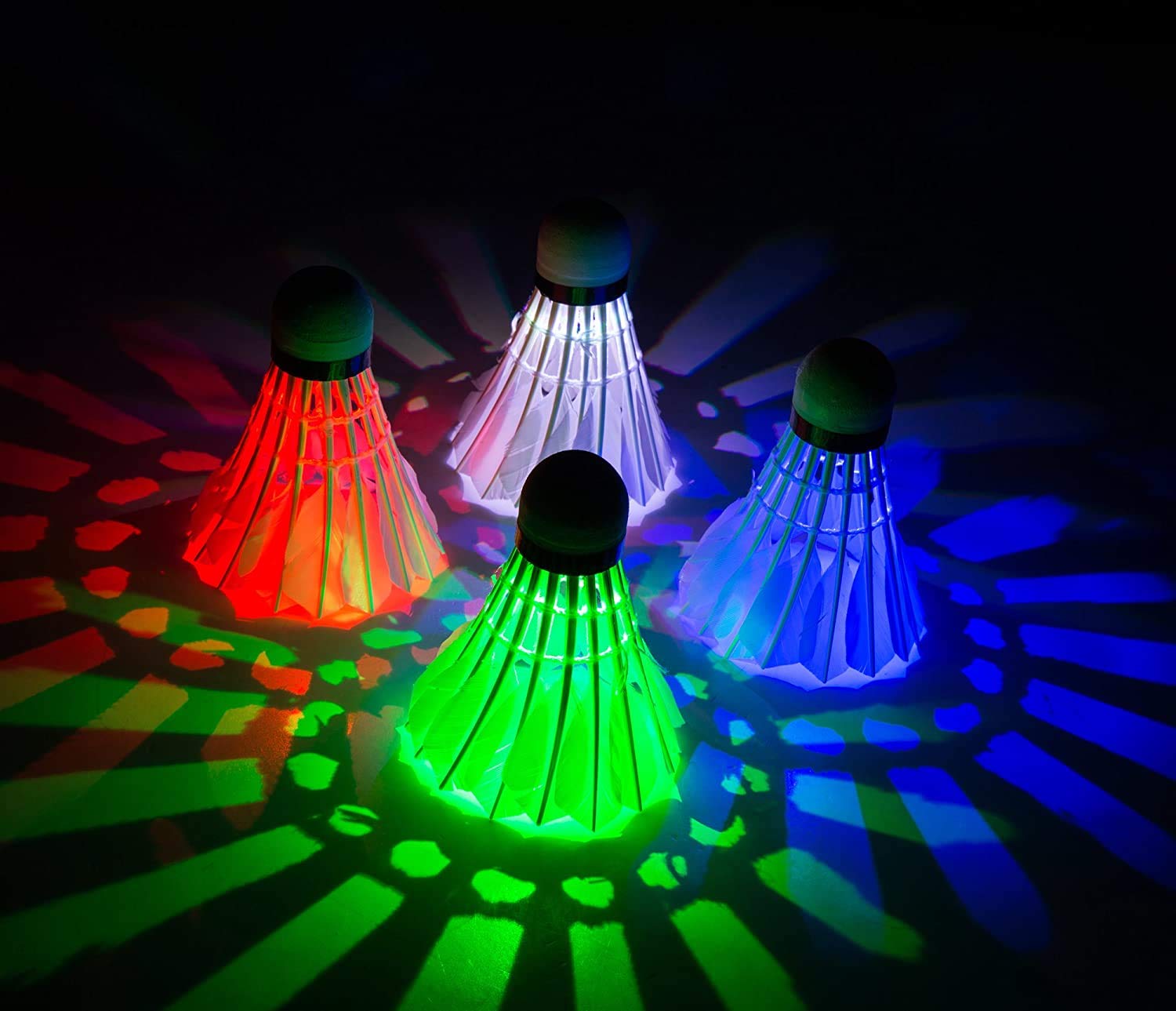 Arespark Led Badminton Shuttlecock, Dark Night Colorful Led Goose Feather Glow Birdies Lighting, Light Up Shuttle-Cocks Badminto