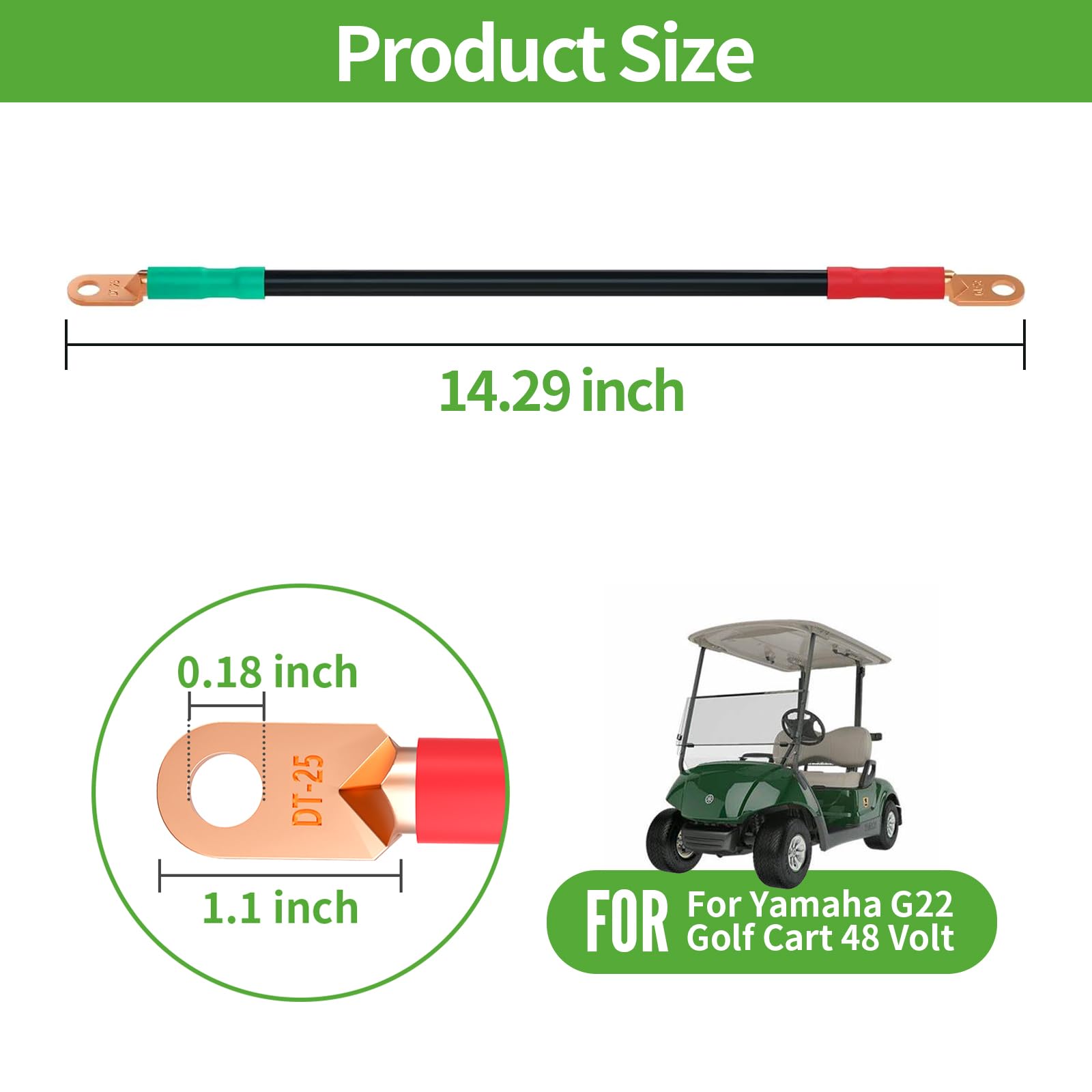 10L0L Golf Cart Battery Cables 4 Gauge For Yamaha G2 G8 G9 36V, Golf Cart Club Car Ds 95+ 48V, Club Car Ds 1981+ 36V, Welding Ba