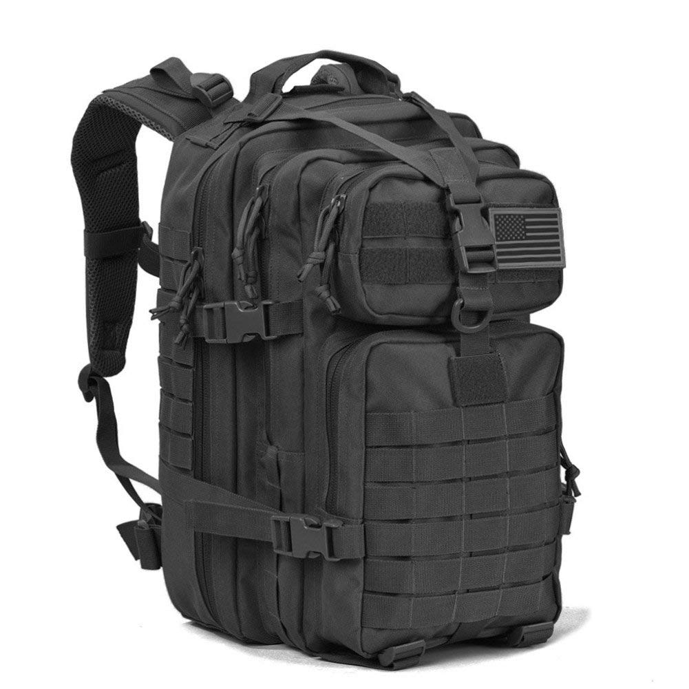 REEBOW GEAR Military Tactical Backpack for Men 3 Days Large Assault Bug Out Bag Gym Work Molle Rucksack (Black)