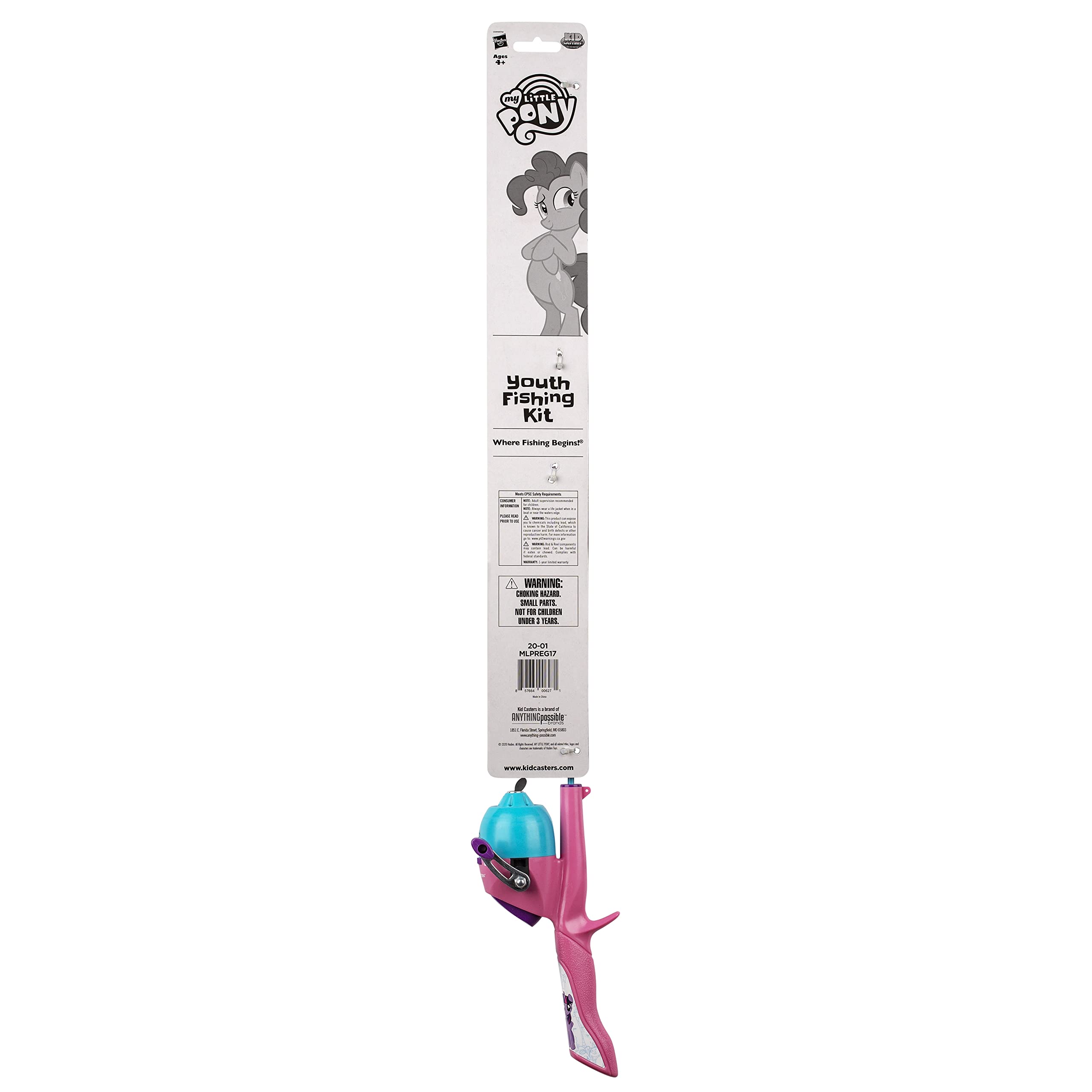 Kid Casters: My Little Pony Youth Fishing Pole | Spincast Reel & Practice Casting Plug | Small & Easy To Use (Pre-Spooled With A