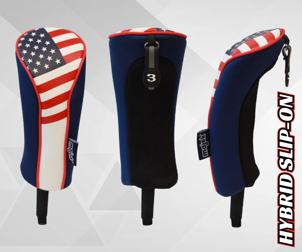 Usa Patriot Golf Zipper Head Covers 1 3 5 H Driver Hybrid Fairway Headcovers