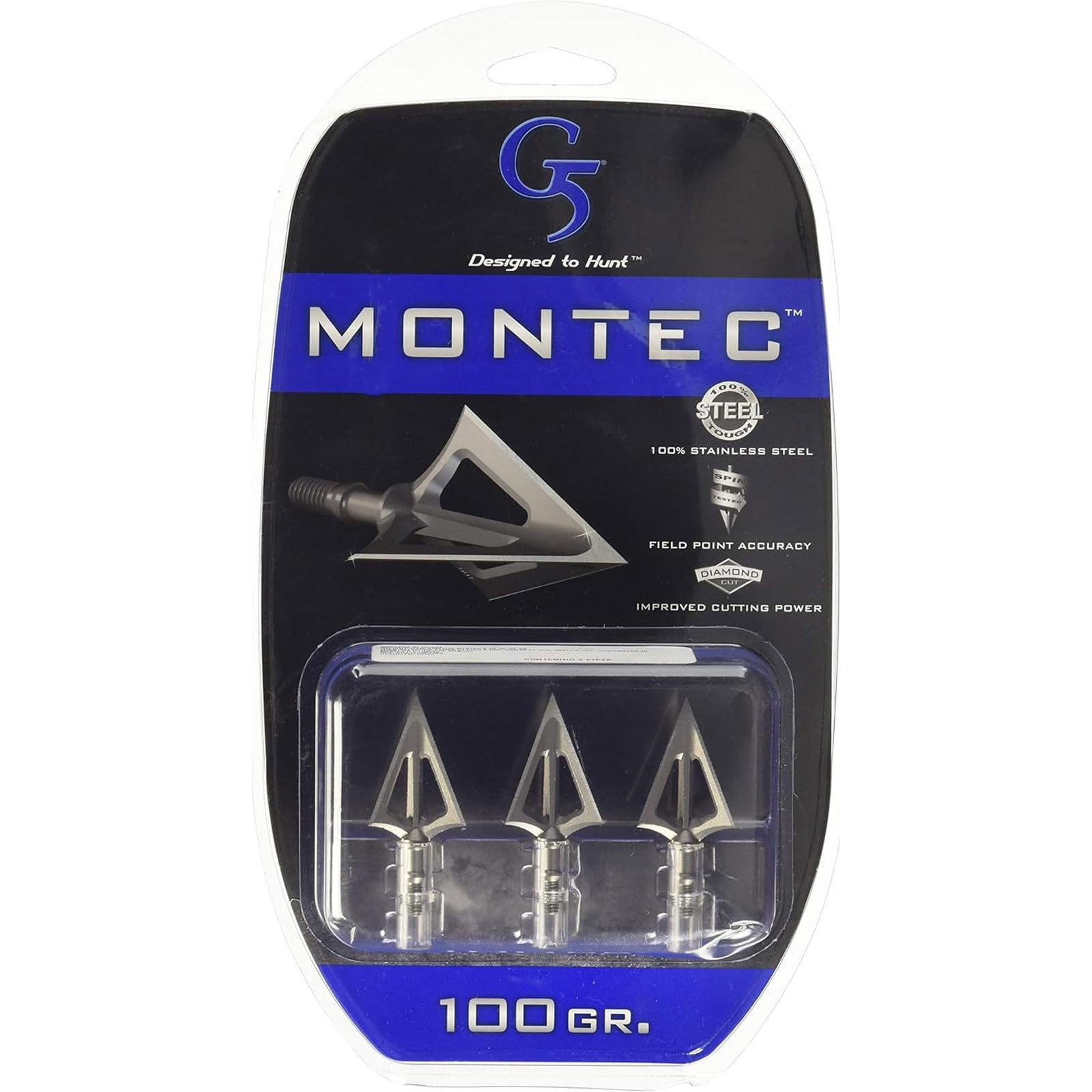 G5 Outdoors Montec 100 Grain 1-1/16'' Cut Broadheads (3 Pack)