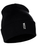Daxton Vertical Usa Cities Cuffed Beanie Winter Knit Hat Skully Cap, West Black White