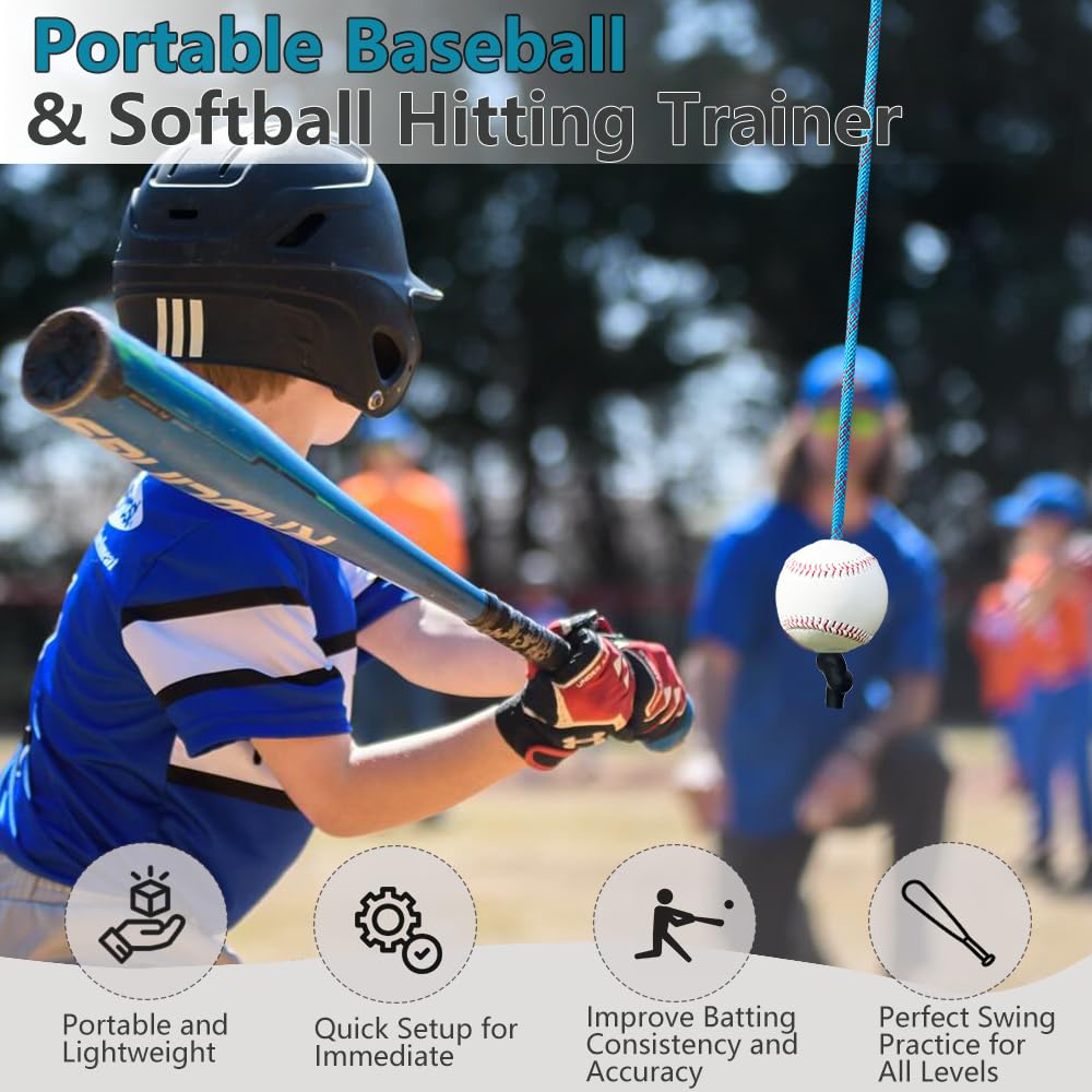 Jujingyang Baseball Swing Hitting Trainer Pro - Adjustable Pendulum Ball System With Secure Locking Anchor | Improve Batting Acc