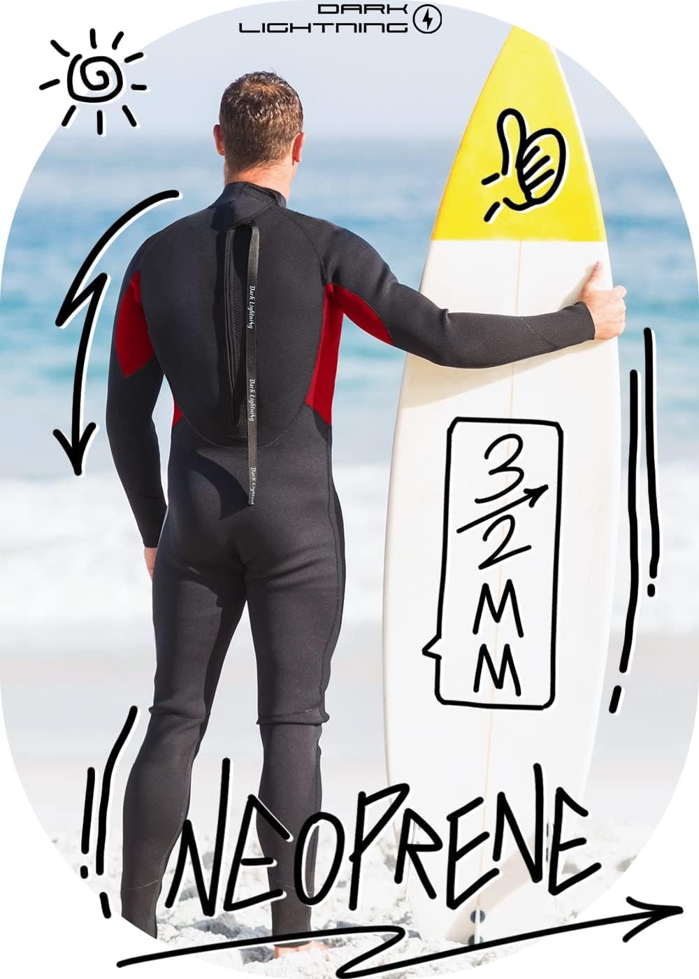 Dark Lightning Full Body Wetsuits For Men,Wet Suit For Men Cold Water Swimming,Mens Diving Surfing Snorkeling Kayaking Triathlon