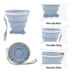 Collapsible Cup-Silicone Small Foldable Cups-Expandable Folding Drinking-Reusable Portable Mugs-Cup With Lids For Travel, Campin