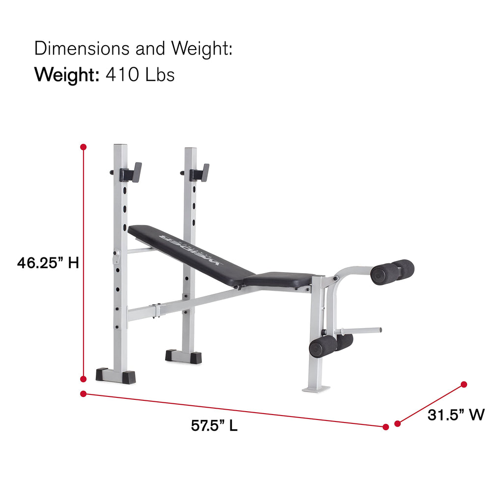 Weider Platinum Standard Weight Bench With Fixed Uprights And Integrated Leg Developer