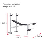 Weider Platinum Standard Weight Bench With Fixed Uprights And Integrated Leg Developer