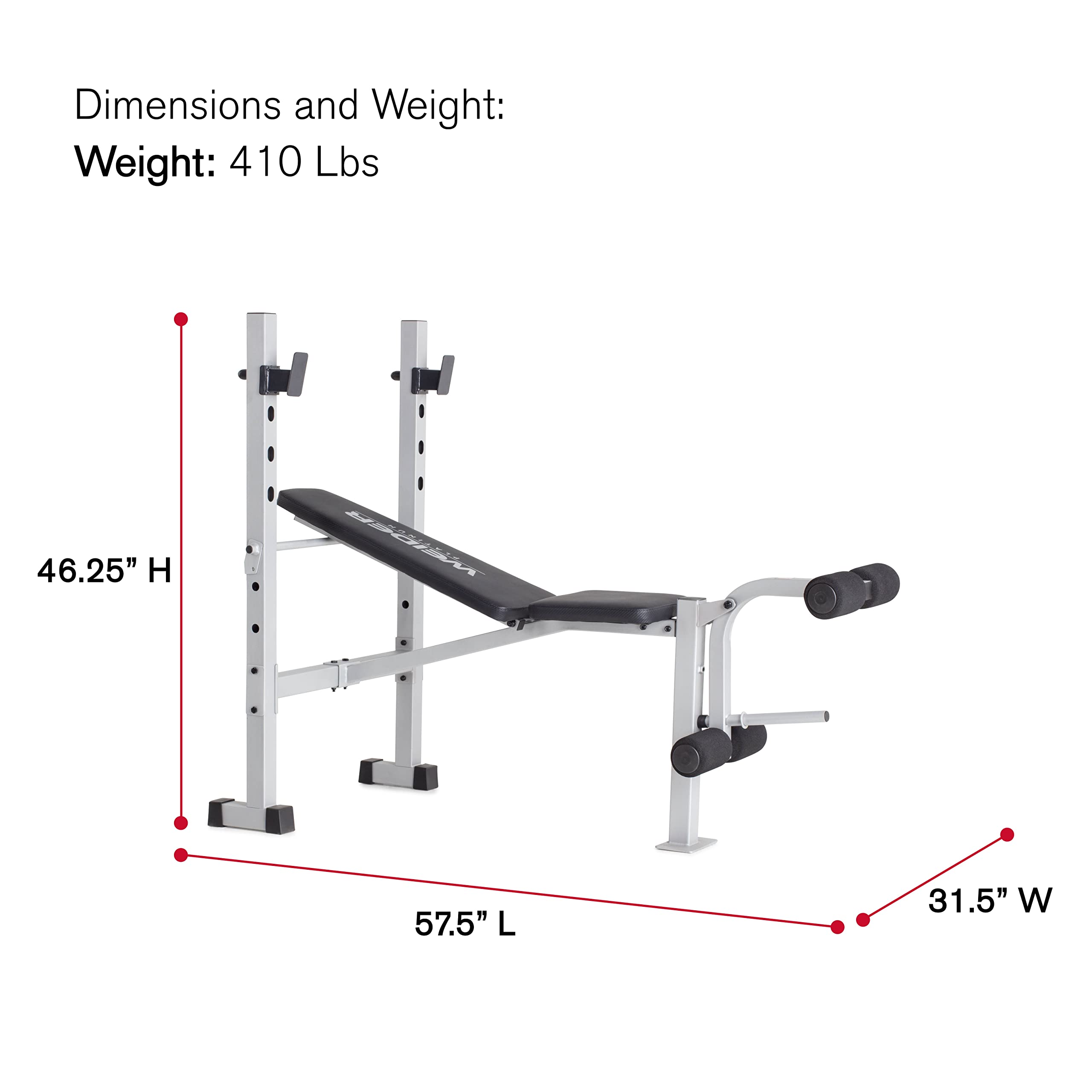 Weider Platinum Standard Weight Bench With Fixed Uprights And Integrated Leg Developer