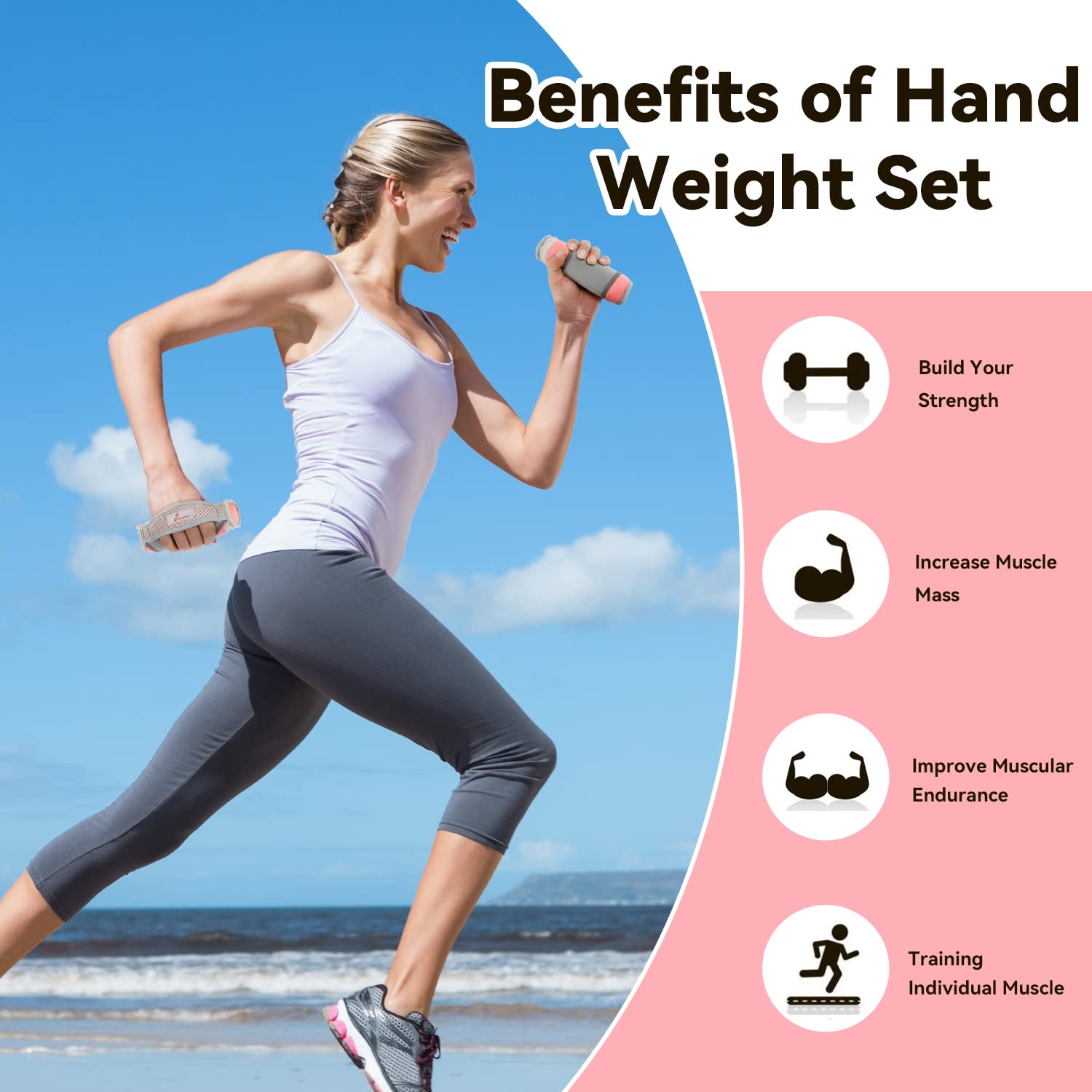 Sportneer Hand Weights Set, Removable Walking Weight Of 6 (1Lb, 2Lbs, 3Lbs Each Pack) Soft Dumbbells Sets For Women Men Walking