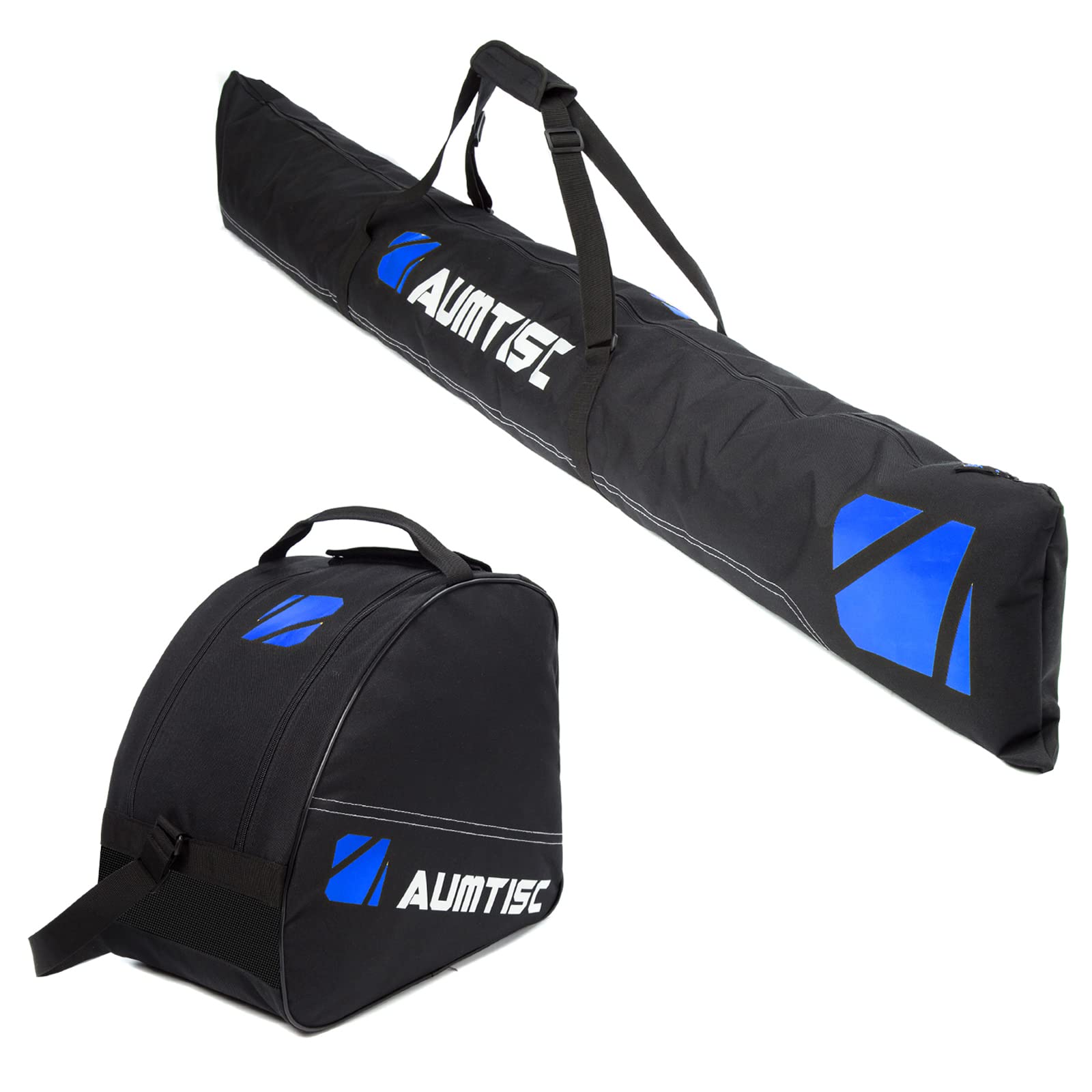 AUMTISC Ski Bags Padded 2 Piece Ski and Boot Bag Combo for Air Travel Flying Ski Boots Size 13 Adjustable Length Skis Bag Up to 