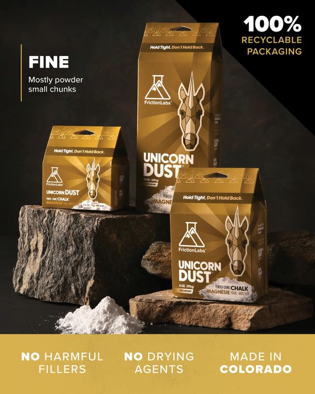 Friction Labs Unicorn Dust 12Oz - Fine Texture - The New Standard In Chalk For Rock Climbing, Crossfit, And Powerlifting, Now Wi
