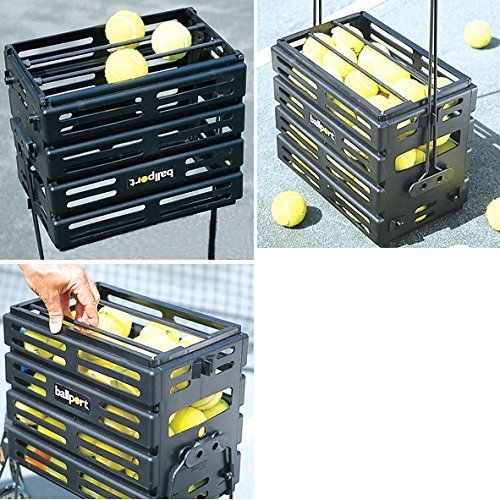 Tourna Ballport Tennis Ball Hopper Holds 80 Balls Durable And Lightweight - Black