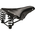 Brooks England Flyer Carved, Touring Leather Handmade Bike Saddle With Suspension Springs, Black, Short