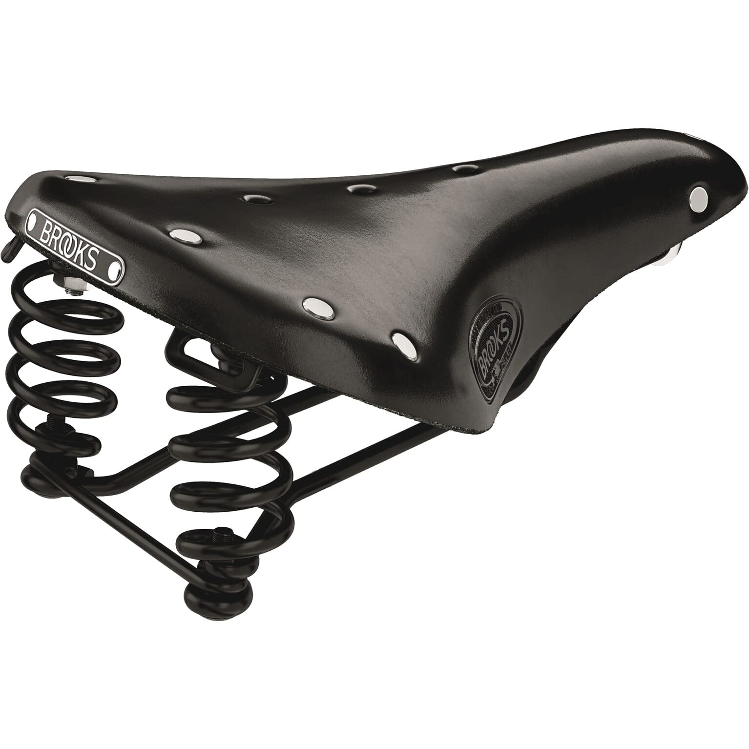 Brooks England Flyer Carved, Touring Leather Handmade Bike Saddle With Suspension Springs, Black, Short