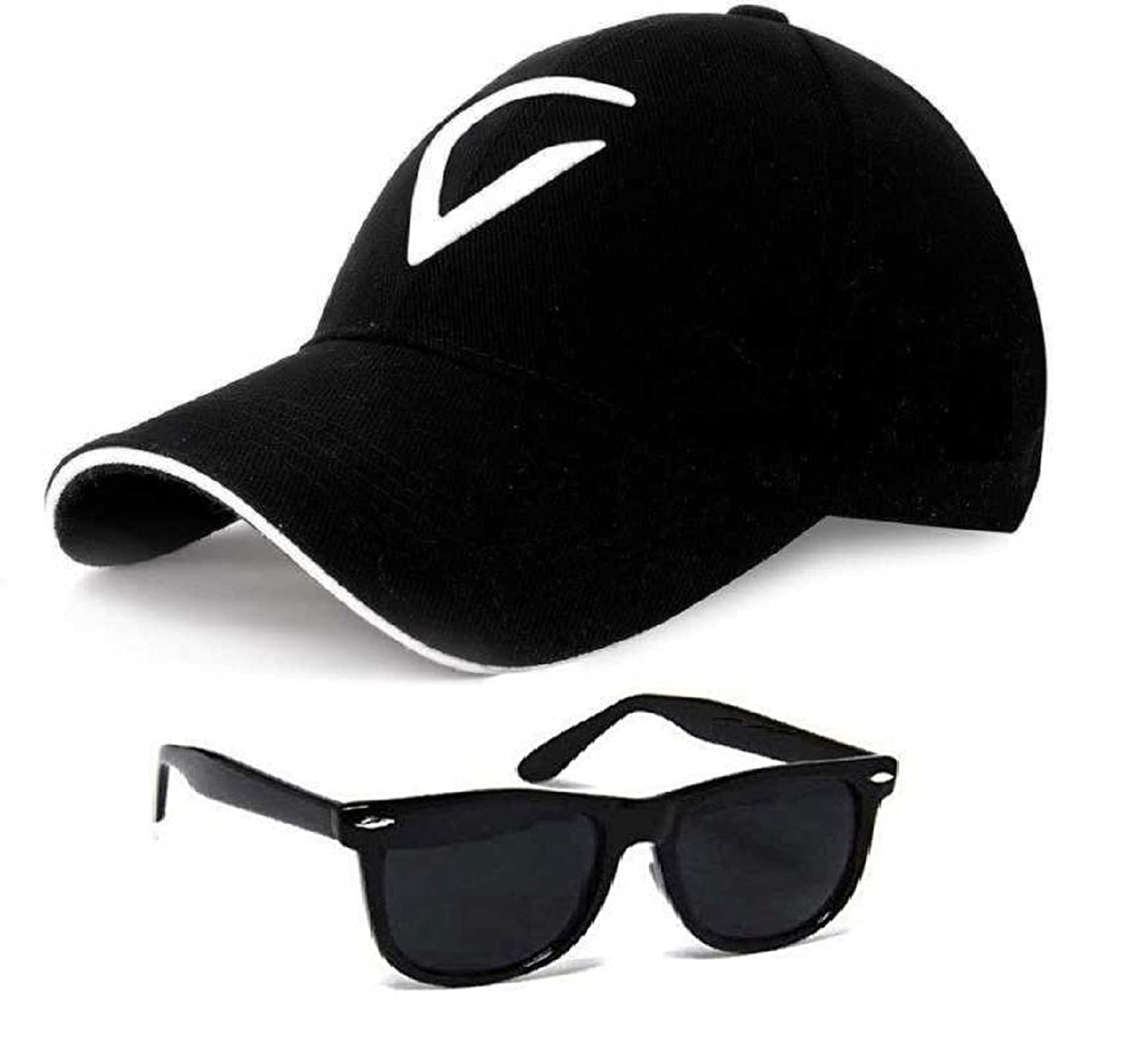 Fy Lane Adjustable Baseball Cap & Square Sunglass For Man & Boys.(Pack2) Black