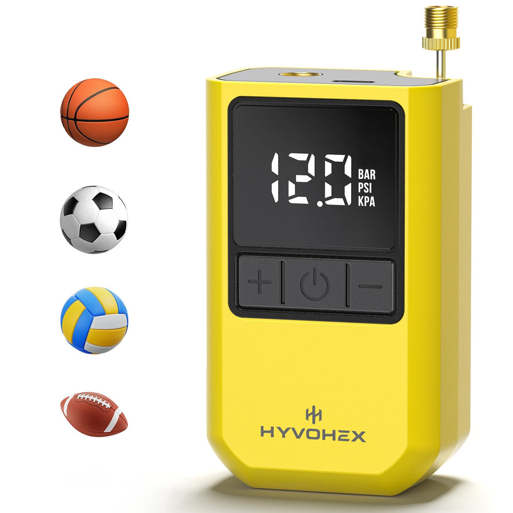 Ball Pump for Sports Balls, HYVOHEX Portable Electric Basketball Pump Ultra Fast Inflation, with Digital LED Display Air Pump fo