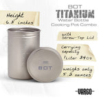 Vargo Titanium Bot Series | 1 Liter (34 Oz.) Ultralight Water Bottle Cooking Pot Weighs 147 Grams (5.2 Oz.) | Backpacking Campin