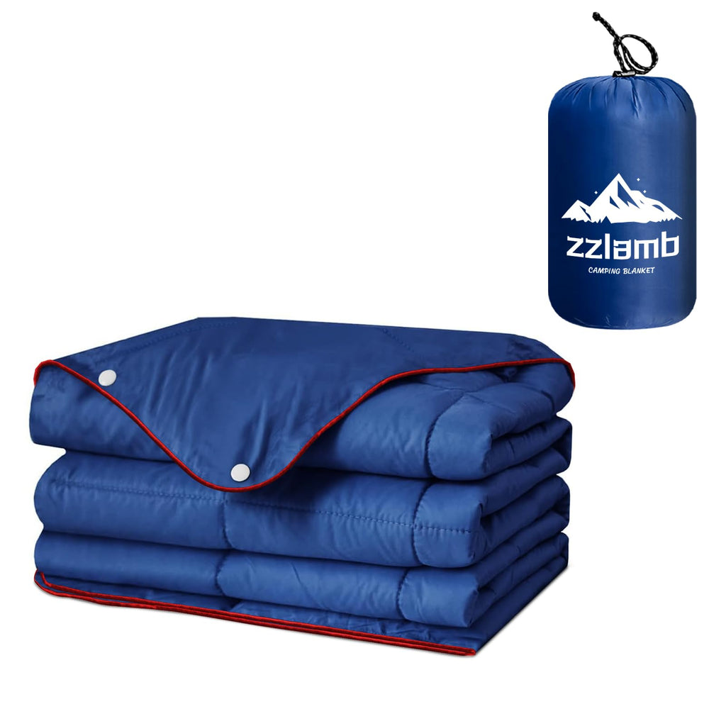 Zzlamb Packable Camping Blanket For Adults Down Alternative, Water-Repellent Compact Lightweight Soft Puffy Blanket, Warm Quilt