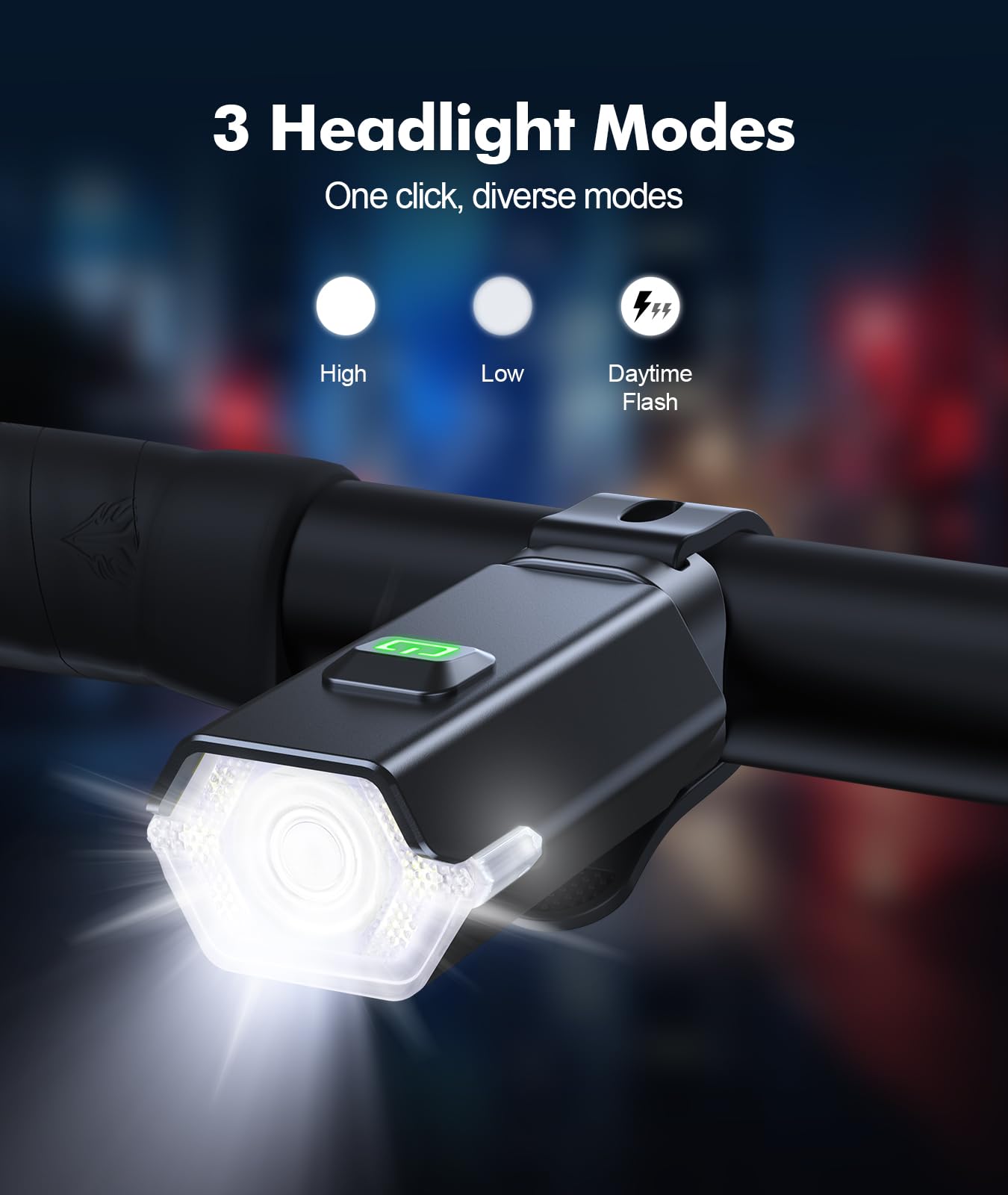 Zewdov 3+6 Modes Bright Bike Lights for Night Riding with Side Light, Rechargeable & IP65 Waterproof Bicycle Light, Bike Headlig