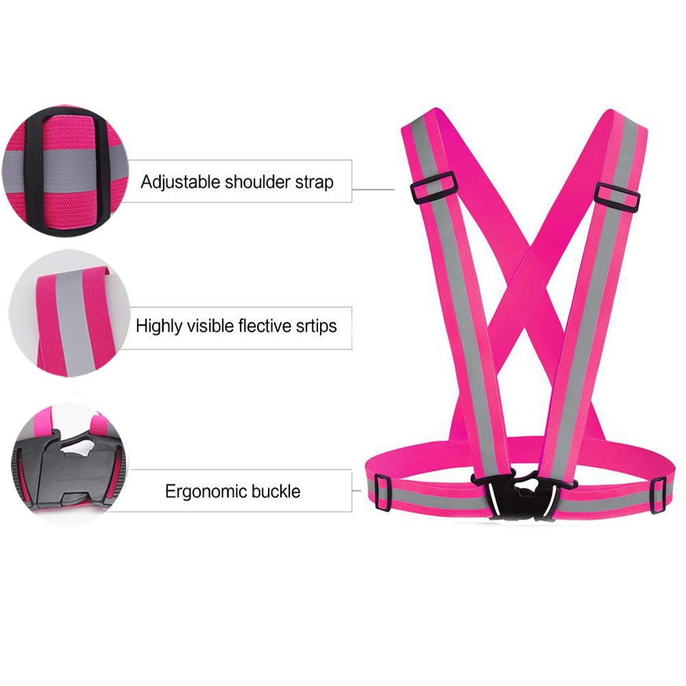 Chiwo Reflective Vest Running Gear 2Pack, High Visibility Adjustable Safety Vest For Night Cycling,Hiking, Jogging,Dog Walking,