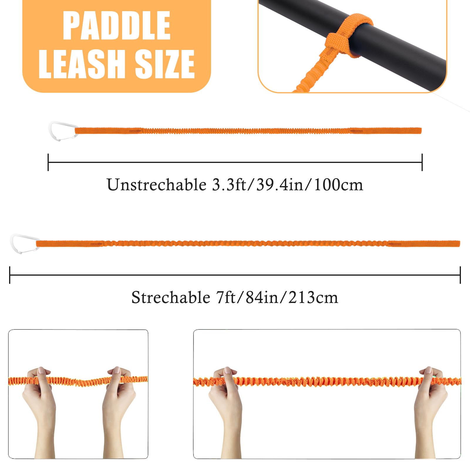 Nvaav 1/2/4 Pack Kayak Paddle Board Tether Leash Stretchable Strap Lanyard Rope, 3.3-7 Feet With Carabiner For Sup Kayaking Boat
