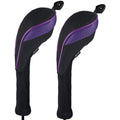 Andux 2 Pack Long Neck Golf Hybrid Club Head Covers Dial No. Tag Ctmt-01 Black/Purple