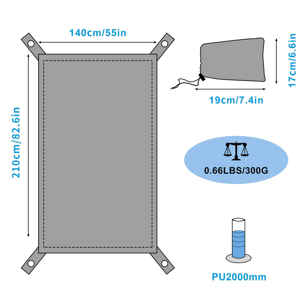 Bisinna Waterproof Camping Tarp Mutifunctional Tent Footprint For 1-2 Person Tent, Groundsheet Picnic And Beach Mat With Drawstr