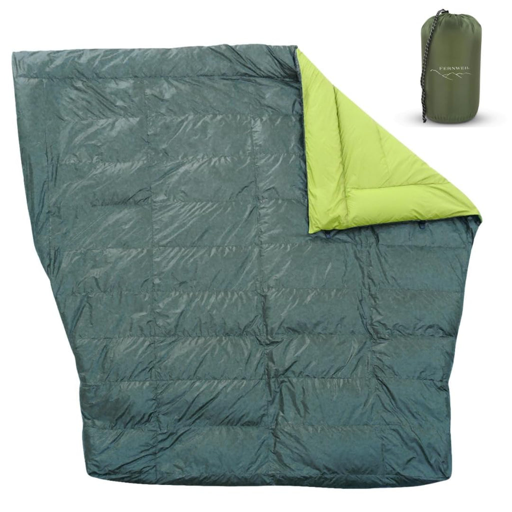 Two-Person Double Wide Sleeping Bag Top Quilt - 850 Down Ultralight Camping Blanket - 3.3 Lbs, 30F Rated, Water-Resistant Backpa