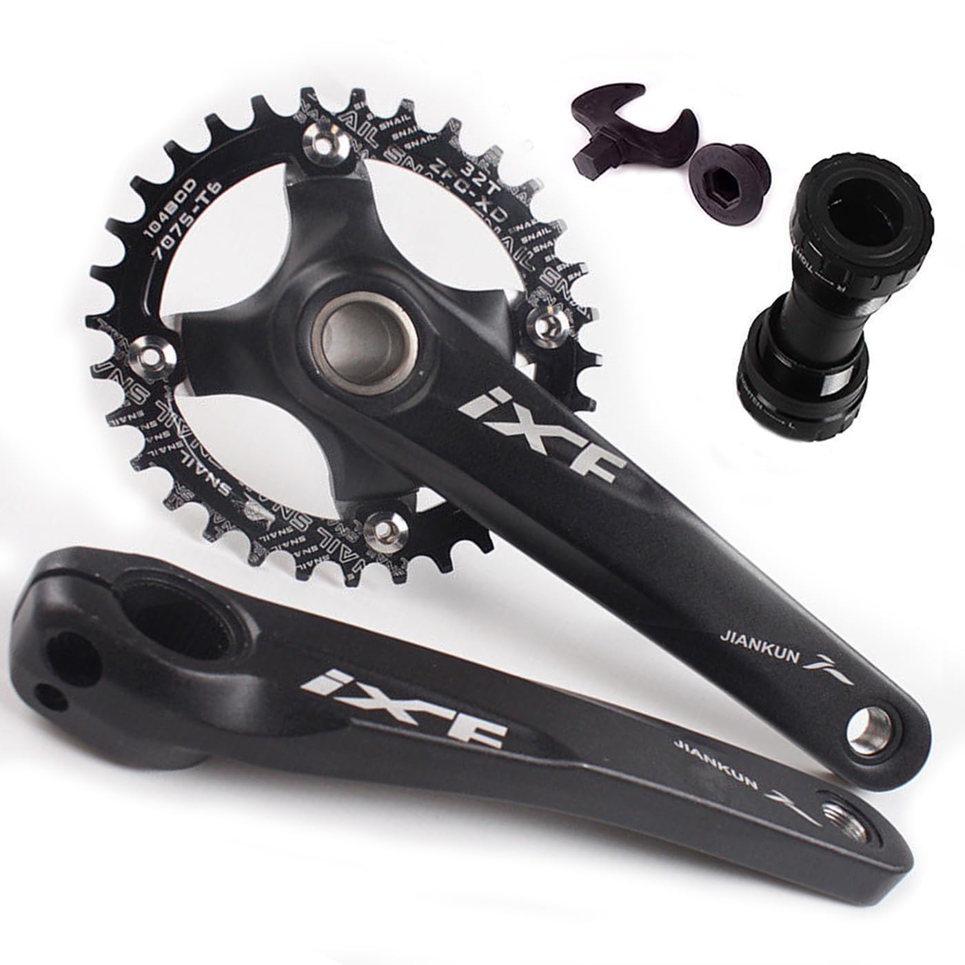 BUCKLOS IXF 104 BCD 30-52T Mountain Bike Crankset -Hollow Integrated MTB 170mm Crank Set- Aluminum Alloy Bike Crankset with Narr
