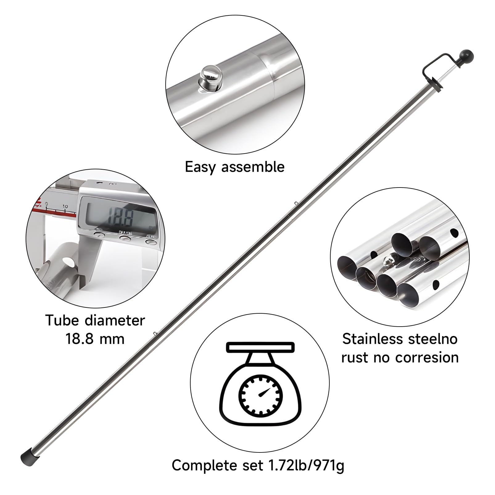 San Like Tent Poles For Tarp, 90 In Tarp Poles Set Of 4, Tent Poles Replacement, Telescoping Pole, Canopy Poles, Camping Poles F