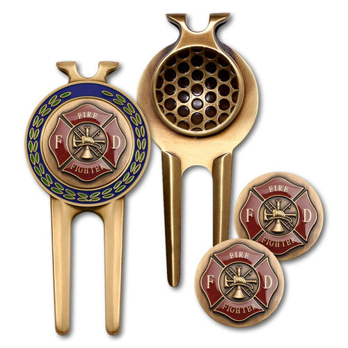 Armed Forces Depot Firefighter Golf Divot Tool And Ball Markers