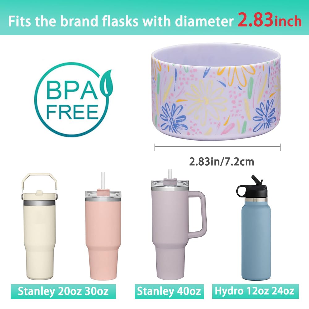 2 Pcs Tumbler Bottom Protector Flask Silicone Base Boot For Stanley Quencher Adventure 40Oz & Stanley Iceflow 20Oz 30Oz And Comp