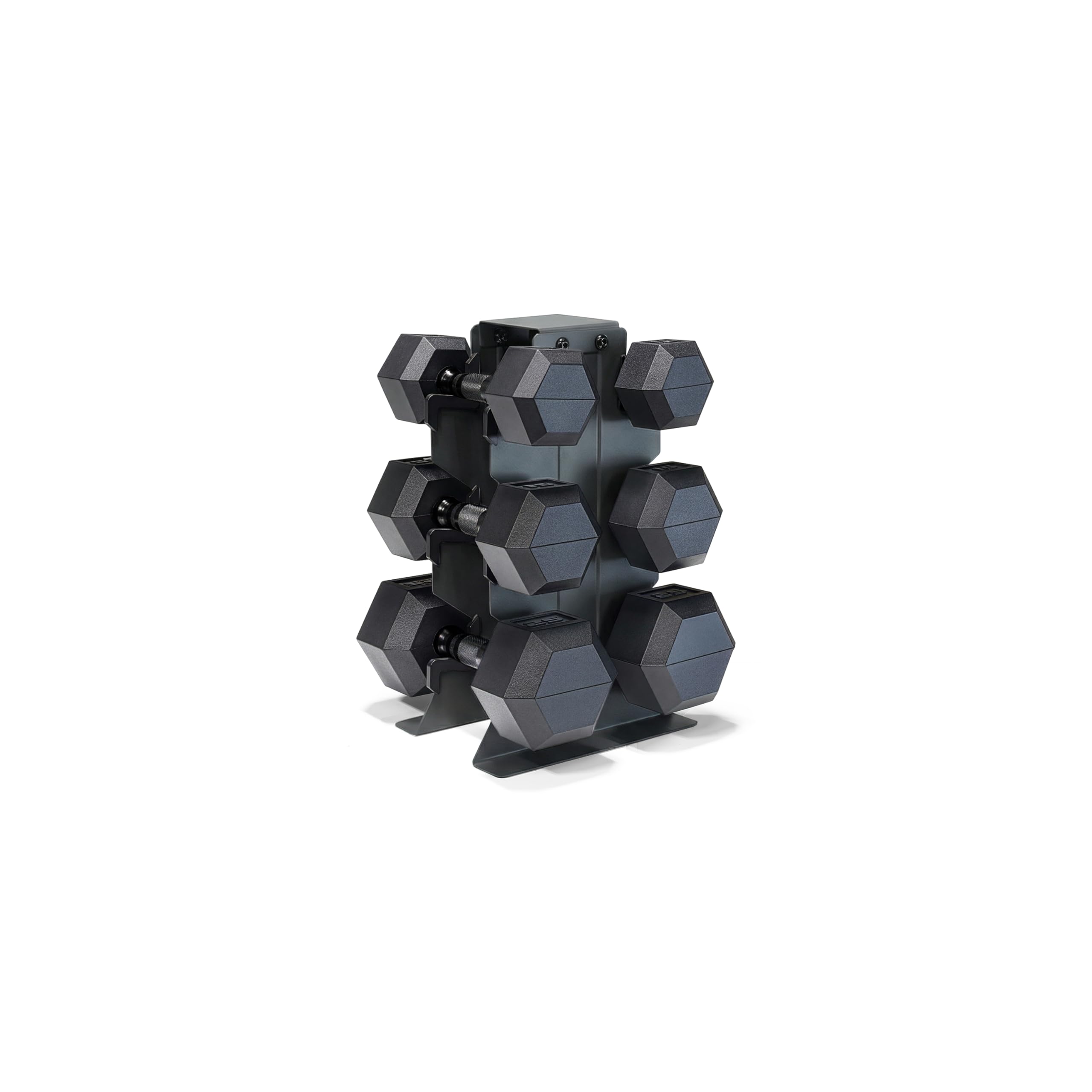 CAP 100 lb Rubber Coated Hex Dumbbell Set with Vertical Rack, Space-Saving A-Frame Storage for Home Gym Strength Training, Black