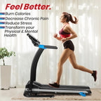 Serenelife Electric Folding Treadmill - Foldable Home Fitness Equipment For Walking & Running, 1.5 Hp Indoor Home Cardio Machine