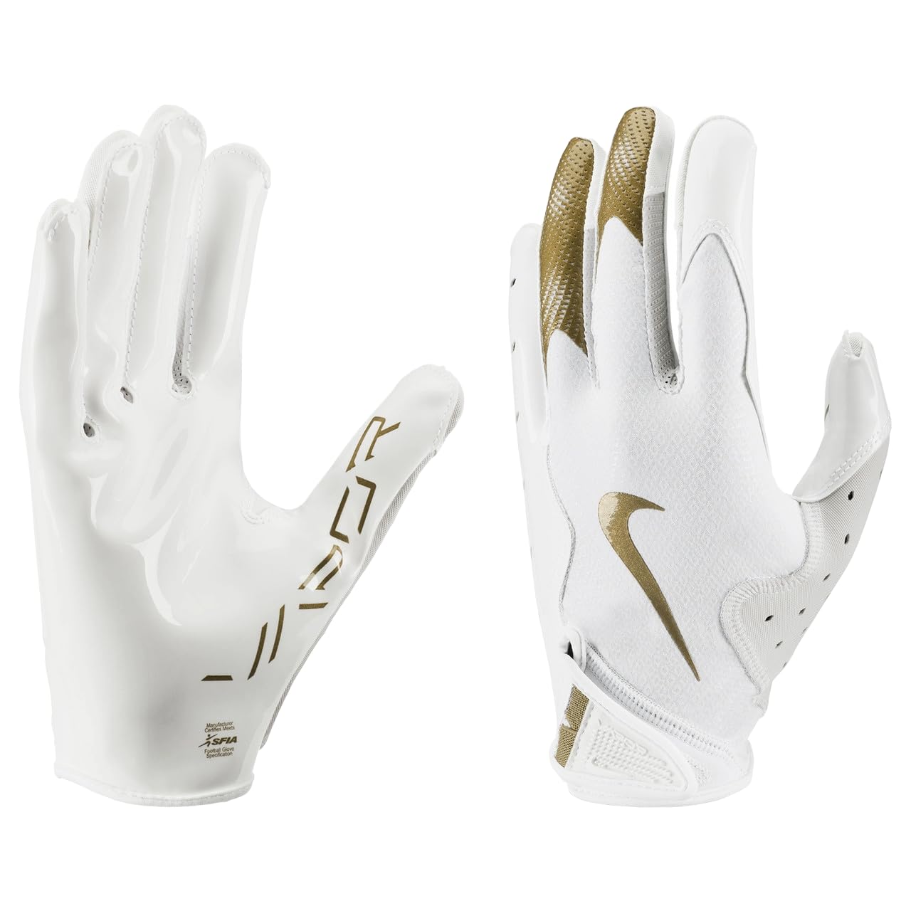 Nike Vapor Jet 8.0 Football Gloves White | White | Met Gold Small